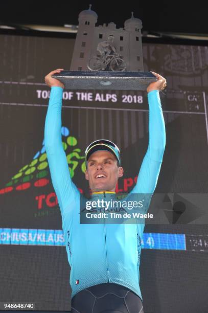 Podium / Luis Leon Sanchez of Spain and Astana Pro Team / Celebration / Trophy /during the 42nd Tour of the Alps 2018, Stage 4 a 134,4 stage from...