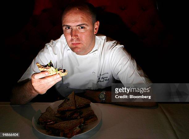 Aiden Byrne, head chef at the Dorchester Grill, poses during a sandwich tasting at the Dorcester Hotel, London, U.K., on Wednesday, Aug. 6, 2008....