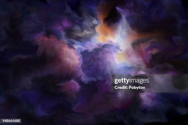 bildbanksillustrationer, clip art samt tecknat material och ikoner med dystra moln, målade art bakgrund - nebula