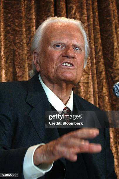 Billy Graham speaks during a press conference in New York, Tuesday, June 21, 2005.