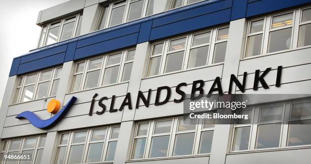 Signage seen outside the headquarters of Islandsbanki in Reykjavik, Iceland Wednesday, February 1, 2006.