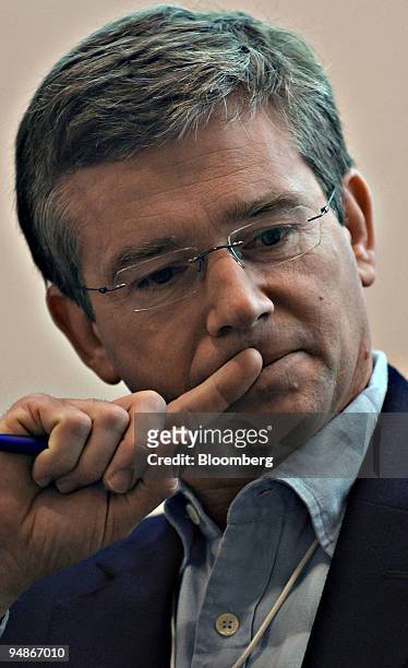 Jonathan Chenevix-Trench, chairman of Morgan Stanley, listens during a panel discussion at the World Economic Forum in Davos, Switzerland Saturday,...
