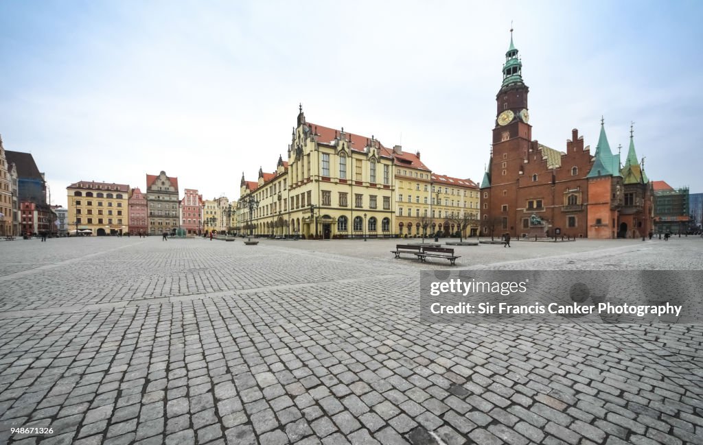 Medieval Rynek square (Market square) in Wroclaw, Silesia, Poland
