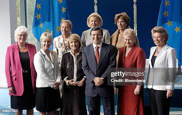 Family photograph of some of the EU commissioners-designate in Brussels, Belgium, Friday, August 20, 2004. Front row, left, Mariann Fischer Boel,...