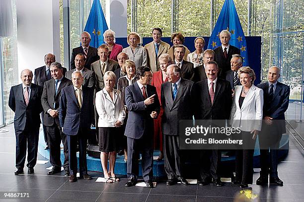 The EU commissioners-designate in Brussels, Belgium, Friday, August 20, 2004. Front row from left, Joaquin Almunia, Economic and Monetary Affairs,...