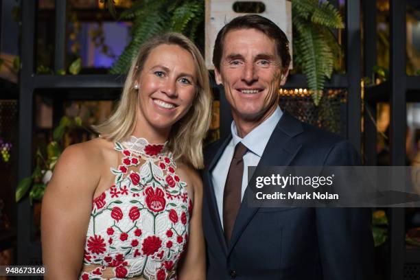 Australian captain Alicia Molik and Netherlands captain Paul Haarhuis pose for a photo during the official dinner ahead of the World Group Play-Off...