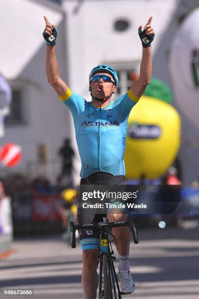 Arrival / Luis Leon Sanchez of Spain and Astana Pro Team / Celebration / during the 42nd Tour of the Alps 2018, Stage 4 a 134,4 stage from...