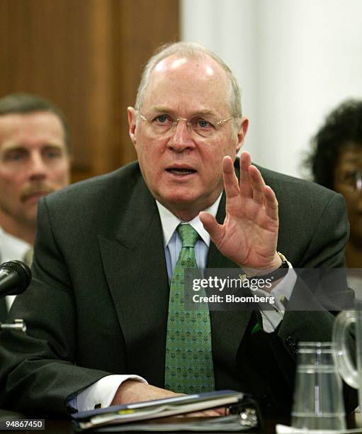 Supreme Court Justice Anthony Kennedy appears before the House Appropriations Committee in Washington, DC, March 17, 2004 to discuss the Fiscal Year...