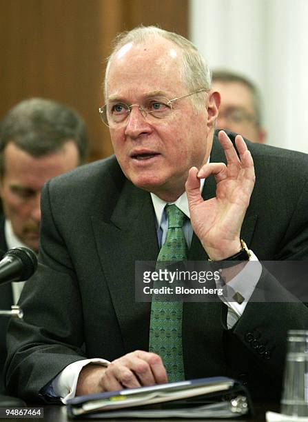 Supreme Court Justice Anthony Kennedy appears before the House Appropriations Committee in Washington, DC, March 17, 2004 to discuss the Fiscal Year...
