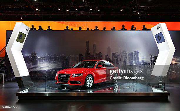 An Audi A4 sits on display during a media preview of the 2008 New York International Auto Show in New York, U.S., on Wednesday, March 19, 2008. The...