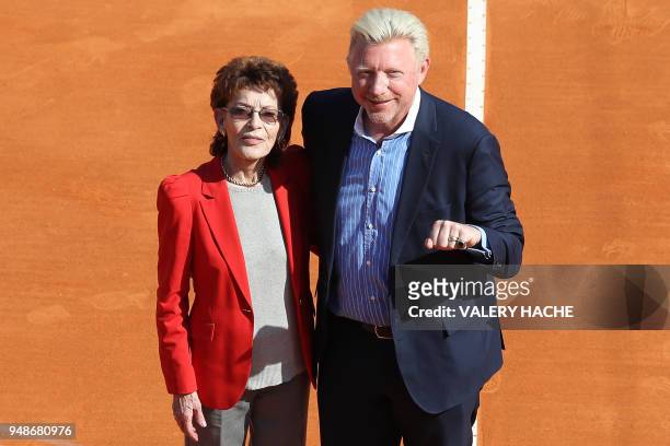 German former tennis player and Boris Becker poses with Elisabeth-Anne de Massy wearing hall of fame ring during the Monte-Carlo ATP Masters Series...