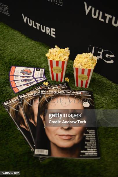 View of magazines and branded materials during the Vulture + IFC celebrate the Season 2 premiere of "Brockmire" at Walter Reade Theater on April 18,...