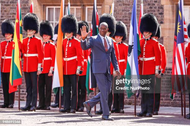 Hon Dr Keith Christopher Rowley of Trinidad and Tobago arrives to the Executive Session of the Commonwealth Heads of Government in London, England,...