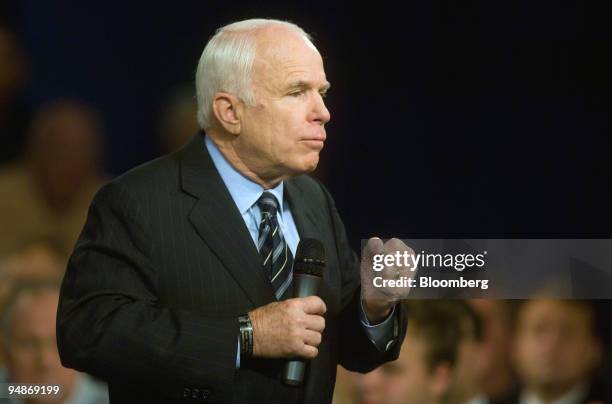 John McCain, U.S. Senator from Arizona and Republican presidential candidate, speaks during a town hall meeting at Reed High School in Sparks,...