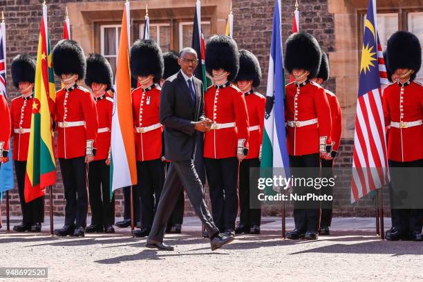 Paul Kagame of Rwanda arrives to the Executive Session of the Commonwealth Heads of Government in London, England, April 19, 2018.