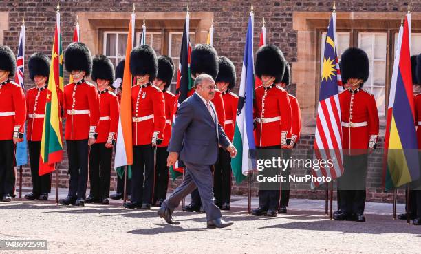 Hon Peter ONeil of Papua New Guinea arrives to the Executive Session of the Commonwealth Heads of Government in London, England, April 19, 2018.