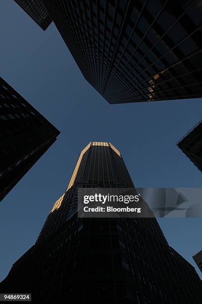 JPMorgan Chase & Co. Headquarters, top right, and Bear Stearns Cos. Headquarters, center, stand in New York, U.S., on Monday, March 17, 2008....