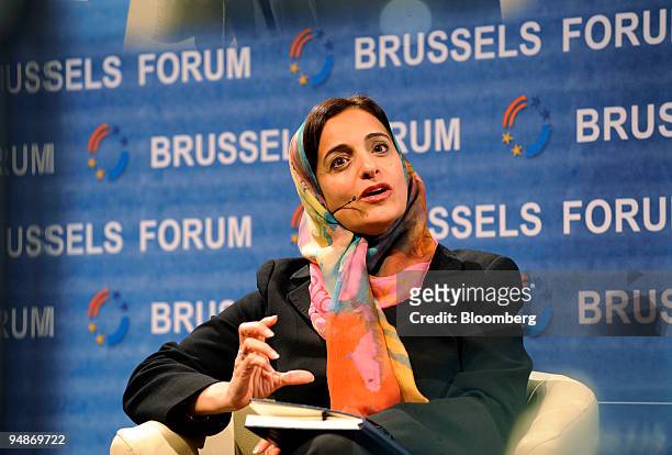 Sheikha Lubna al-Qasimi, foreign trade minister for the United Arab Emirates, speaks during a panel discussion on sovereign wealth funds, during the...