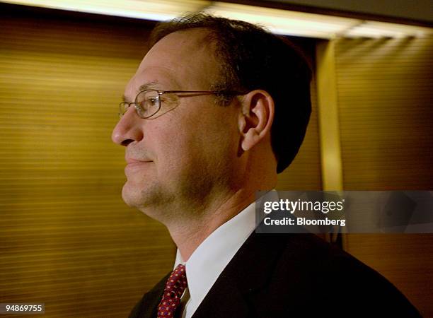 Supreme Court Justice nominee Judge Samuel Alito enters the office of Senator Maria Cantwell, , January 30 at the U.S. Capitol in Washington, D.C.