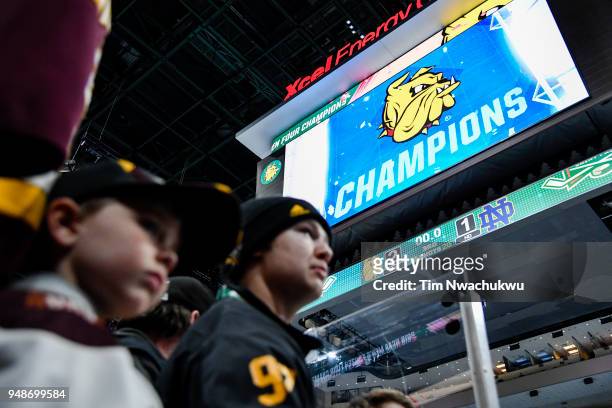 The University of Minnesota-Duluth Bulldogs defeated the Notre Dame Fighting Irish 2-1 to win the Division I Men's Ice Hockey Championship held at...