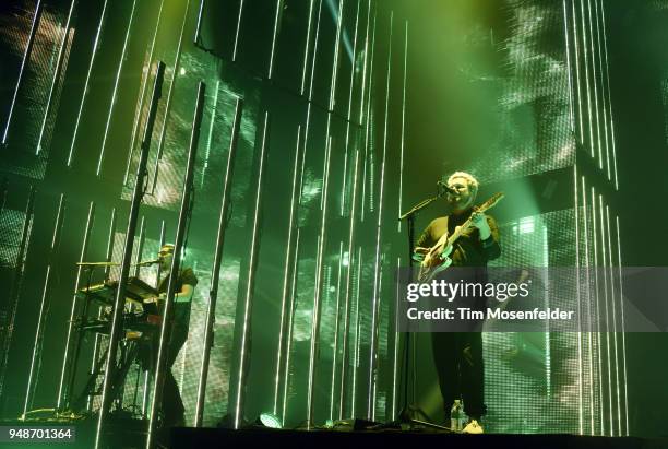 Gus Unger-Hamilton and Joe Newman of Alt-J perform in support of the band's "Relaxer" release at the Bill Graham Civic Auditorium on April 18, 2018...