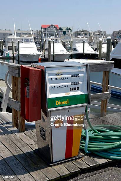 Gas pump stands at the South Jersey Marina in Cape May, New Jersey, U.S., on Thursday, July 17, 2008. Durand Blane measures the rising cost of...