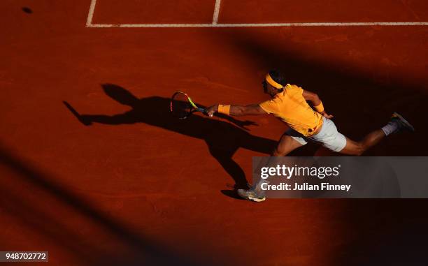 Rafael Nadal of Spain in action against Karen Khachanov of Russia during the mens singles 3rd round match on day five of the Rolex Monte-Carlo...