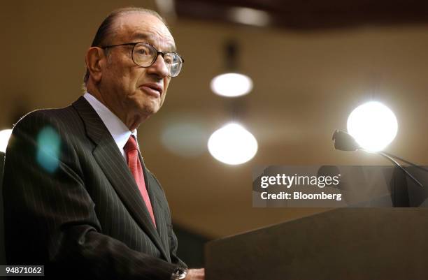 Federal Reserve Chairman Alan Greenspan speaks at the Boston College Finance Conference in Boston, Massachusetts, on Friday, March 12, 2004. The U.S....