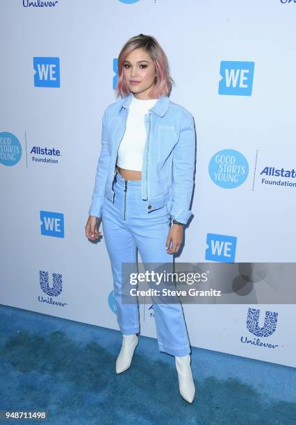 Olivia Holt attends WE Day California at The Forum on April 19, 2018 in Inglewood, California.