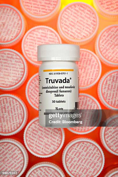 Gilead Sciences Inc.'s Truvada AIDS medication is arranged for a photo at Ansonia Pharmacy in New York, U.S., on Thursday, July 24, 2008. Gilead is...