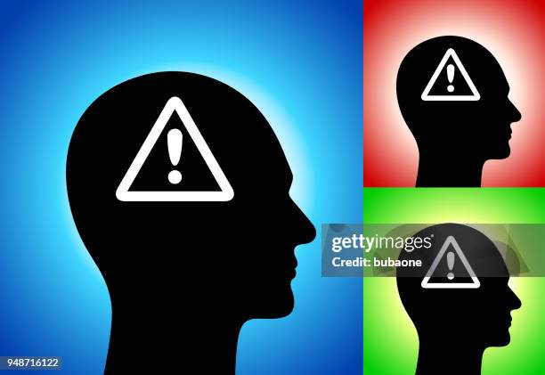 attention sign exclamation point face profile - chin stock illustrations