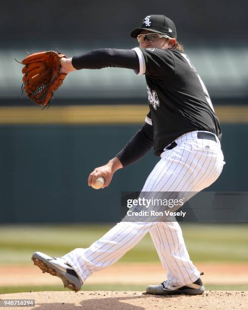 Carson Fulmer of the Chicago White Sox pitches against the Tampa Bay Rays on April 10, 2018 at Guaranteed Rate Field in Chicago, Illinois. Carson...