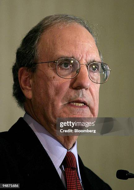 Former Senator George Mitchell and chairman of the Walt Disney Co speaks at a luncheon of Georgetown University Law Center's Corporate Counsel...