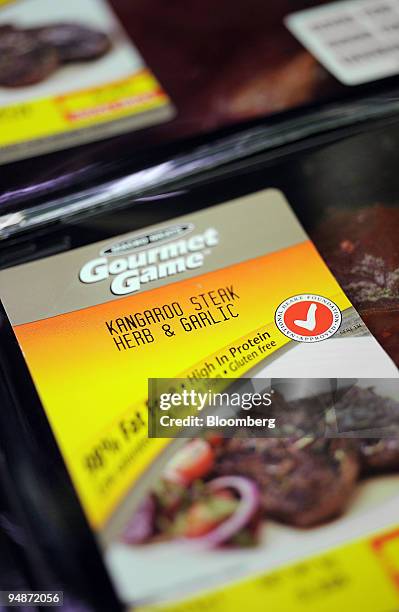 Packages of kangaroo steak are for sale at a supermarket in Sydney, Australia, on Tuesday, Oct. 14, 2008. The kangaroo epitomizes Australia,...