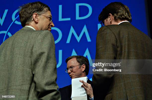 William "Bill" Gates, chairman of Microsoft Corp., left, Eric Schmidt, CEO of Google, center, and Niklas Zennstrom, co-founder and CEO of Skype...