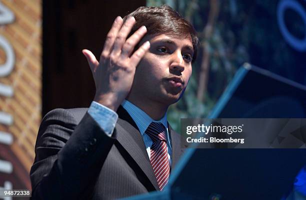 Aditya Mittal, president and chief financial officer Mittal Steel Co., speaks at a news conference in London, U.K., January 27, 2006. Mittal Steel...