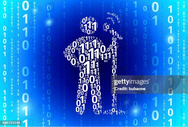 ilustrações de stock, clip art, desenhos animados e ícones de speech binary code blue vector pattern background - stand up