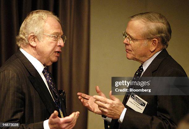 Securities and Exchange Commissioner Chairman William H. Donaldson, right, talks with Martin Lipton, partner, Wachtell, Lipton, Rosen & Katz, during...