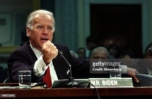 Senator Joseph Biden testifies before the Senate Commerce Committee about steroid use in sports in Washington DC on Wednesday, March 10, 2004. U.S....