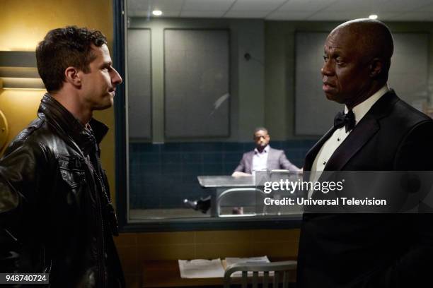 The Box" Episode 514 -- Pictured: Andy Samberg as Jake Peralta, Andre Braugher as Captain Ray Holt --