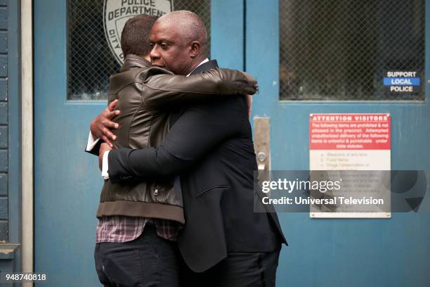 The Box" Episode 514 -- Pictured: Andy Samberg as Jake Peralta, Andre Braugher as Captain Ray Holt --