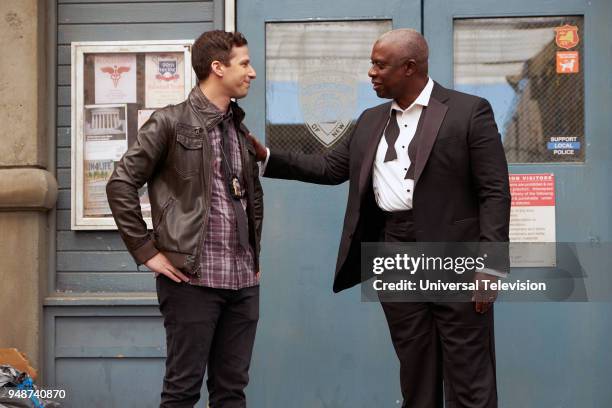 The Box" Episode 514 -- Pictured: Andy Samberg as Jake Peralta, Andre Braugher as Captain Ray Holt --