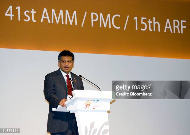 Surin Pitsuwan, Association of Southeast Asian Nations secretary-general, speaks during the ceremony for the deposit of the instrument of...