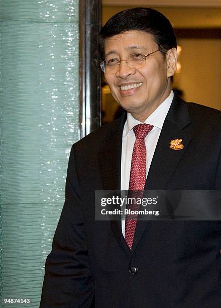 Hassan Wirajuda, Indonesia's foreign minister, arrives at the Association of Southeast Asian Nations foreign ministers' meeting with the high-level...