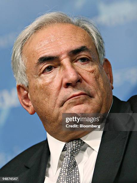 Dominique Strauss-Kahn, managing director of the International Monetary Fund , speaks a news conference during the International Monetary Fund and...