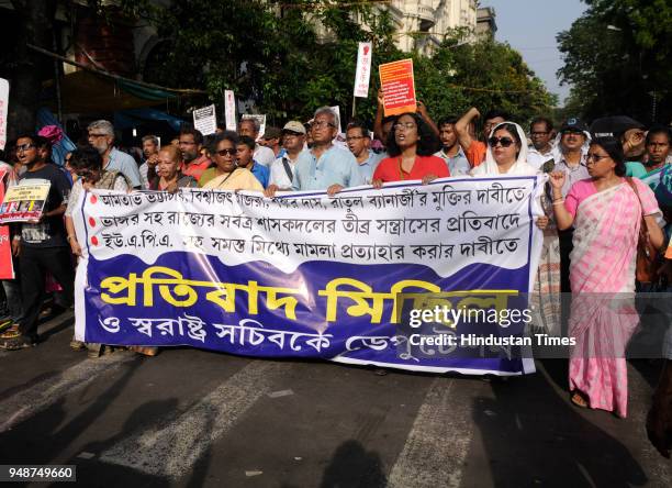 Bhangar Sanhati Committee, a solidarity forum organised a protest rally demanding withdrawal of UAPA Arms Act, release of four activists, violence by...