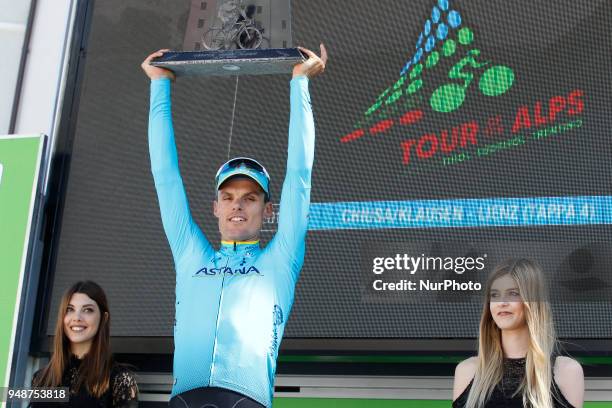 Luis Leon Sanchez of Spain and Astana Pro Team Celebrates with a Trophy after the 42nd Tour of the Alps 2018, Stage 4 a 134,4 stage from...