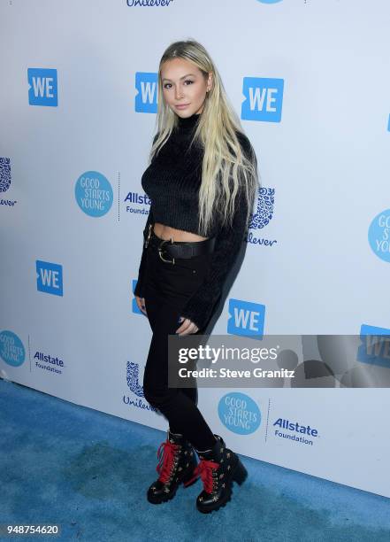 Corinne Olympios attends WE Day California at The Forum on April 19, 2018 in Inglewood, California.