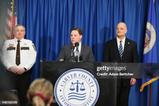 Carver County Attorney Mark Metz speaks at a press conference announcing no criminal charges in the Fentanyl death of Prince Rogers Nelson while...