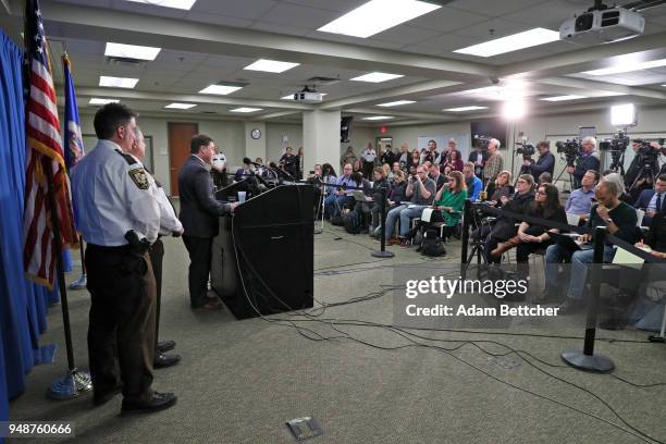 Carver County Attorney Mark Metz speaks at a press conference announcing no criminal charges in the Fentanyl death of Prince Rogers Nelson while...